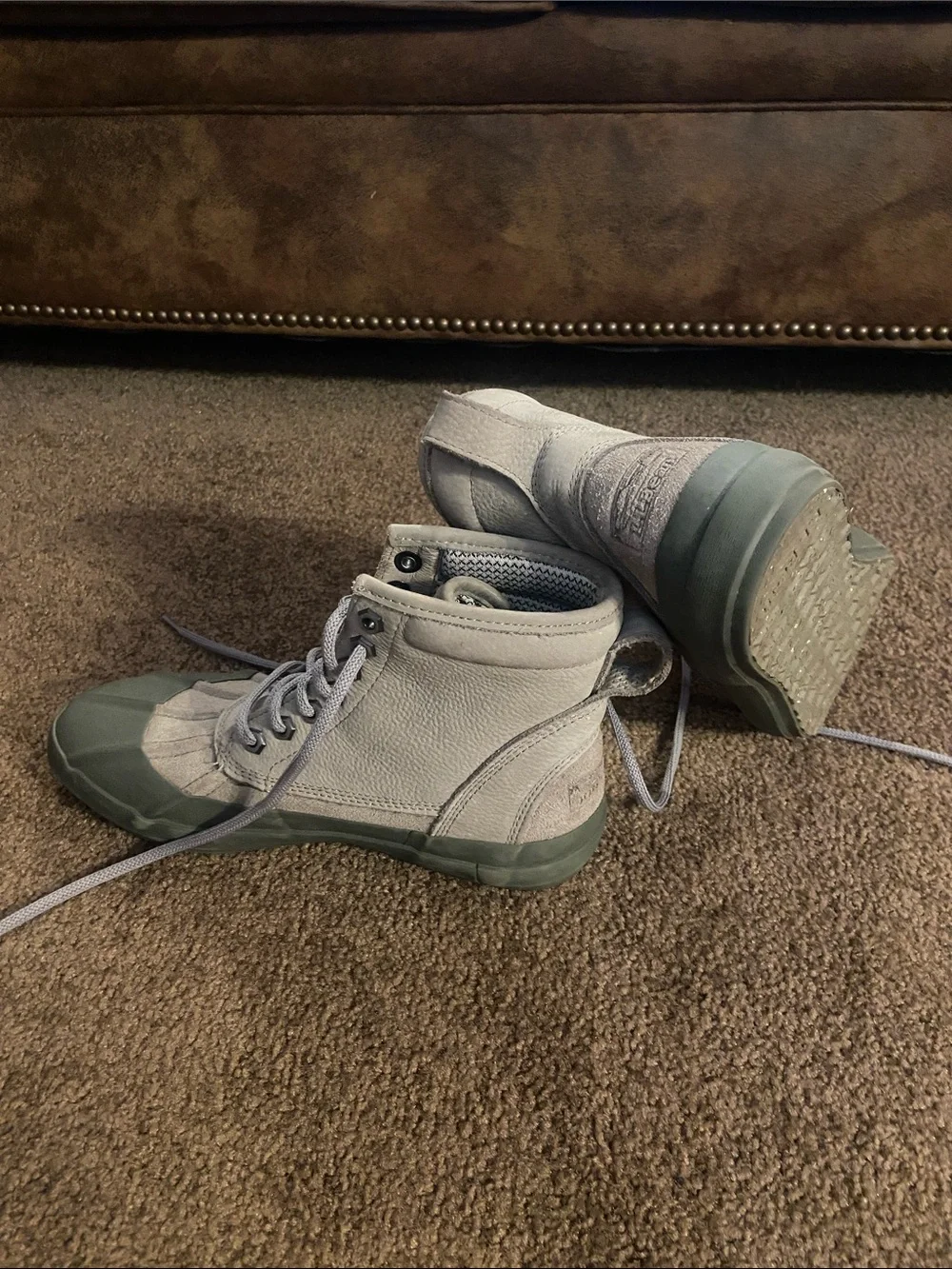 L.L. Bean Gray and Green Women's Duck Boots
